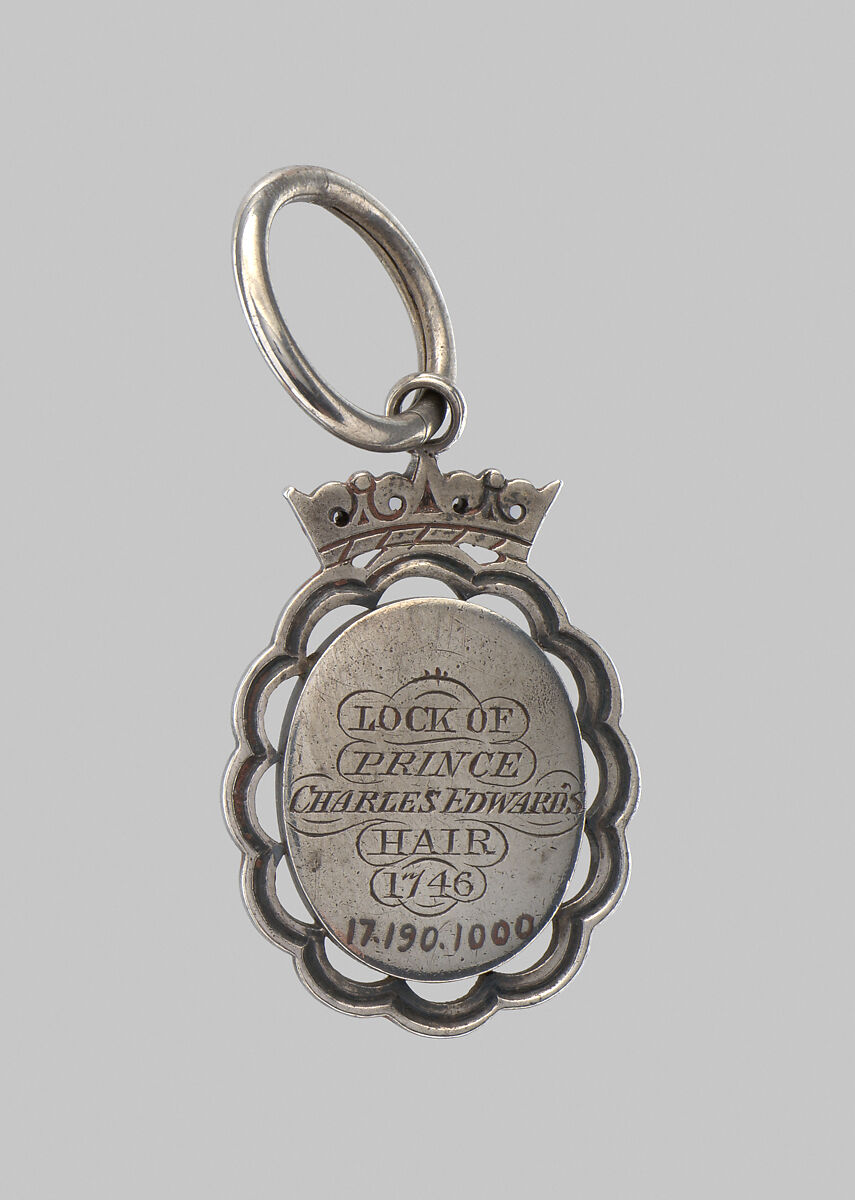 Locket containing lock of Prince Charles Edward's hair, Silver gilt, human hair, British