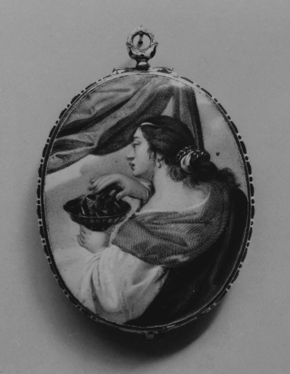 Locket, Painted enamel on gold, probably French, possibly Strasbourg 