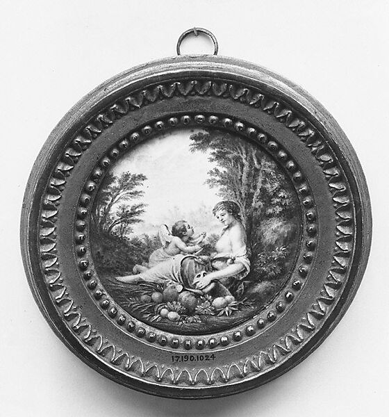 Plaque (one of a pair), Sèvres Manufactory (French, 1740–present), Porcelain (?), gilt wood, French, Sèvres 