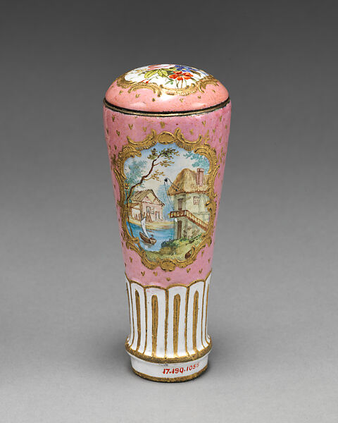 Bonbonnière cane handle, Samson and Company (French), Enameled copper, French, Paris
