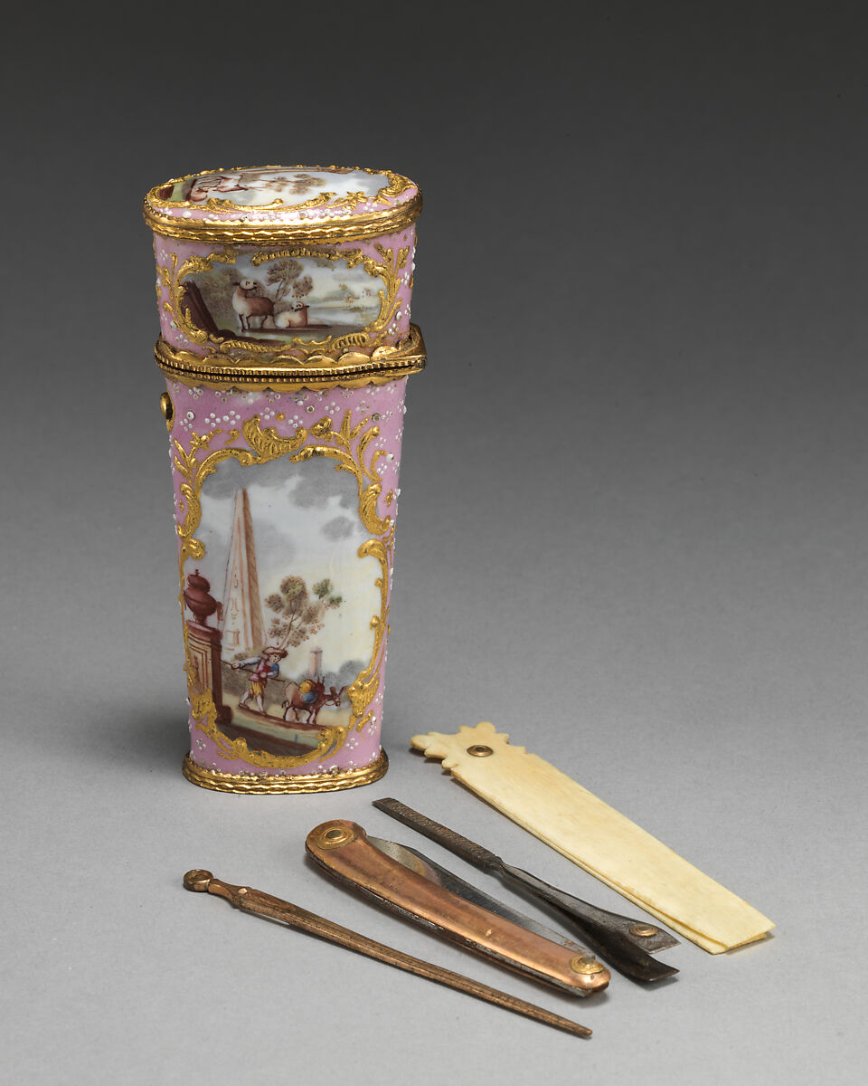 Writing and vanity case, Enameled copper, British, Staffordshire 