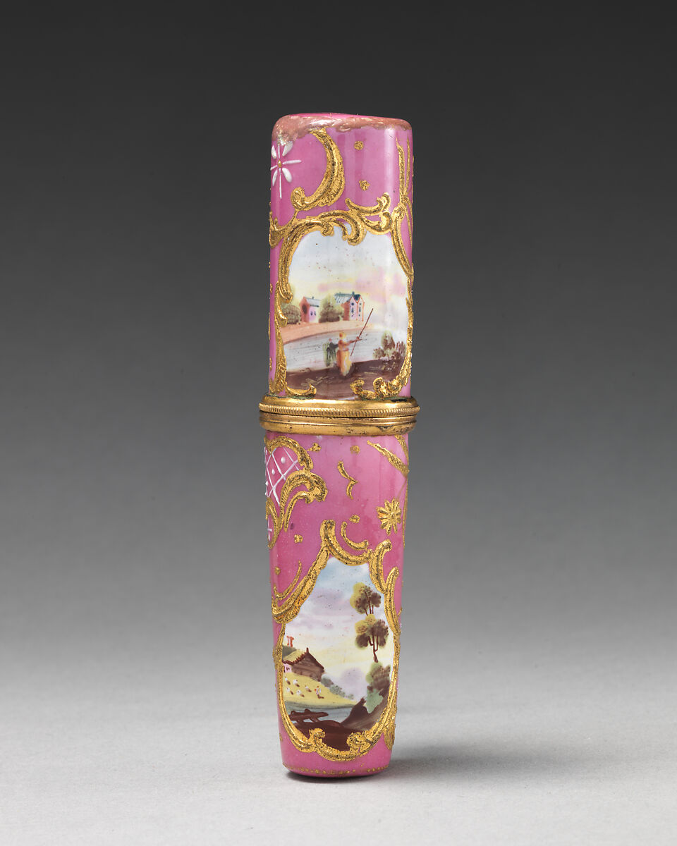 Scent bottle holder, Enameled copper, British, South Staffordshire