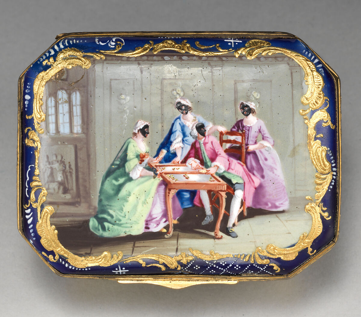 L'Apres Diner, based on print by Nicolas de Larmessin III (French, Paris 1685–1755 Paris), Enameled copper, British, possibly Bilston