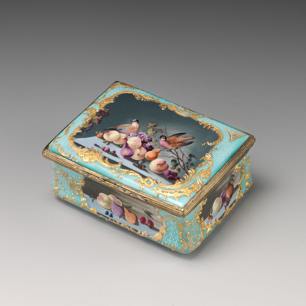 Snuffbox, Enameled copper, British, Staffordshire 