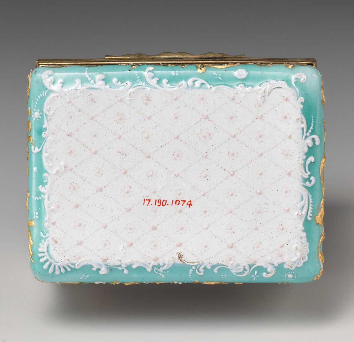 Snuffbox with still life, Enameled copper, British, South Staffordshire