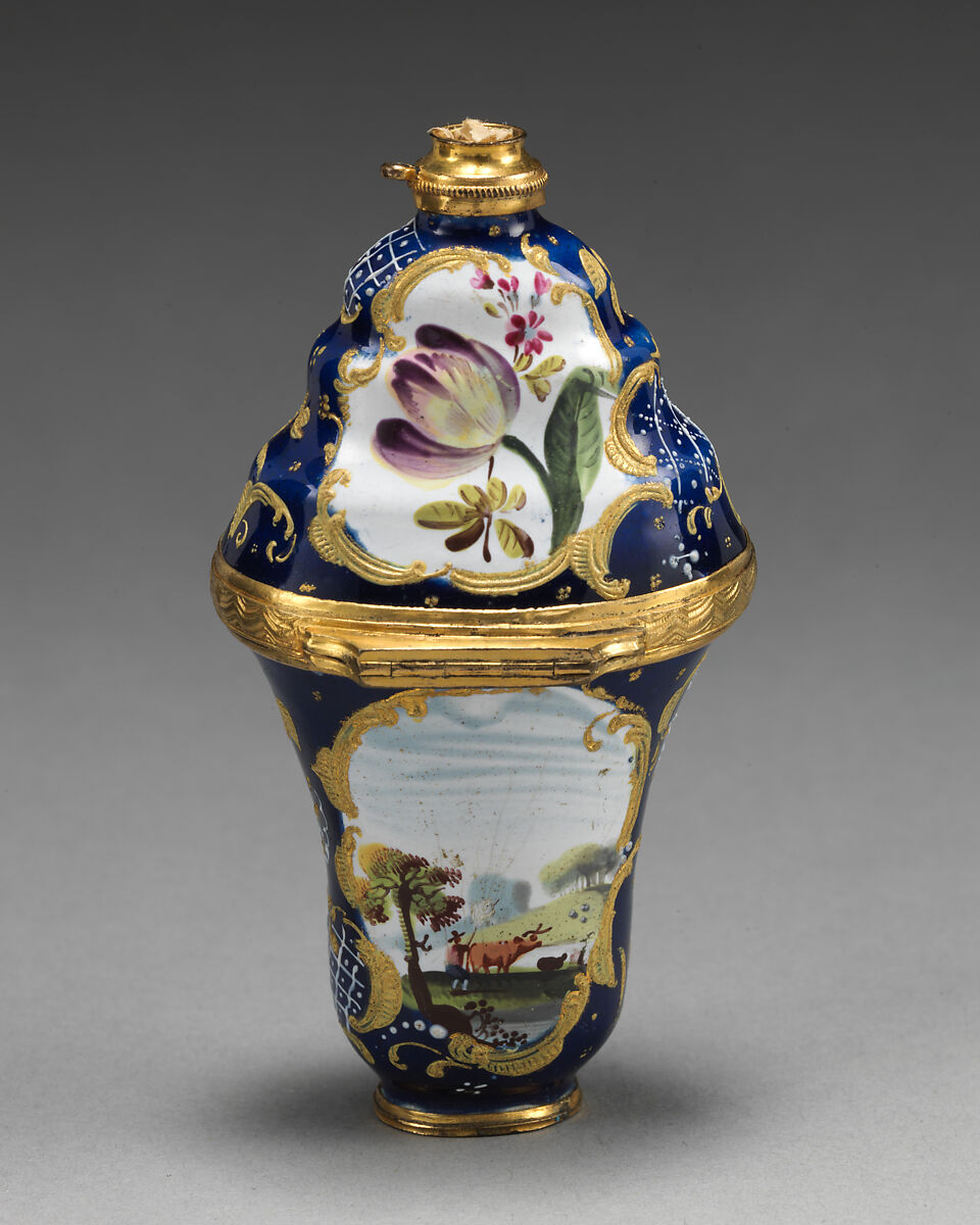 Scent bottle, Enameled copper, British, South Staffordshire