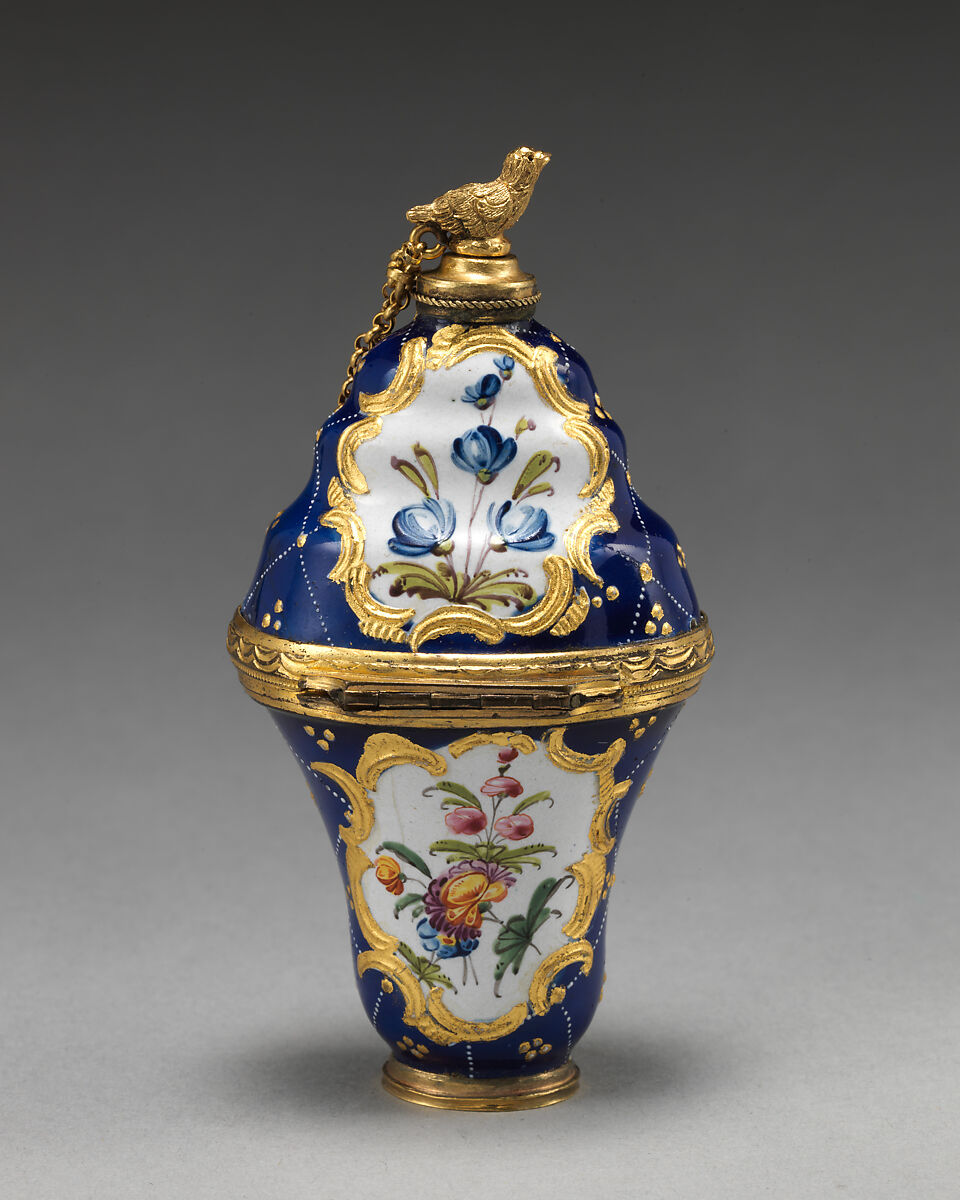 Scent bottle, Enameled copper, British, South Staffordshire