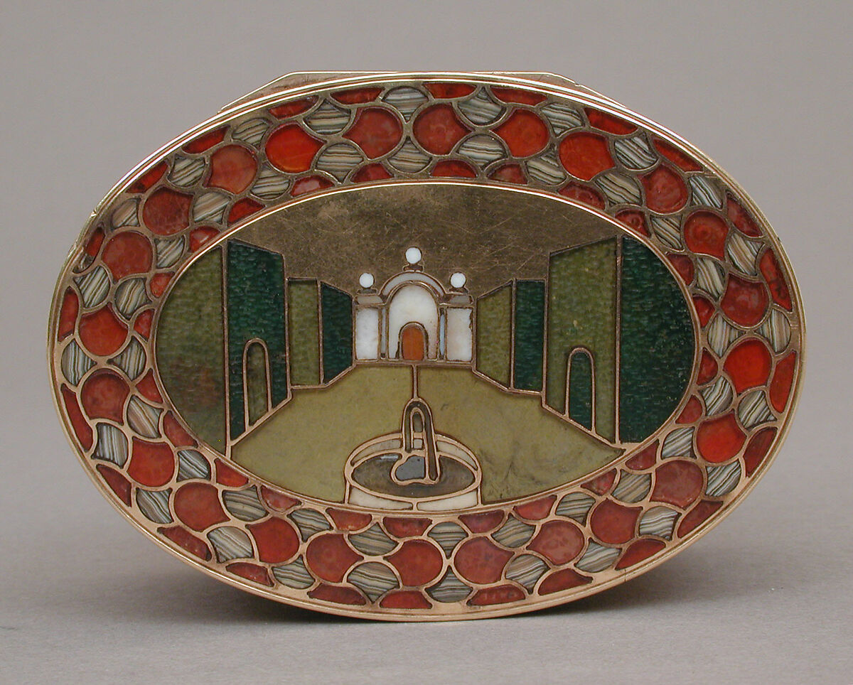 Snuffbox, Attributed to Johann Christian Neuber (German, 1736–1808), Gold, carnelian, agate, German, probably Dresden