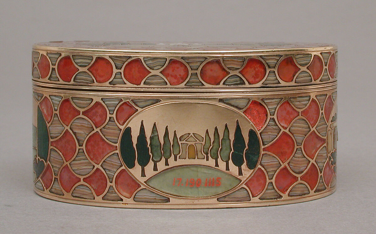 Snuffbox, Attributed to Johann Christian Neuber (German, 1736–1808), Gold, carnelian, agate, German, probably Dresden