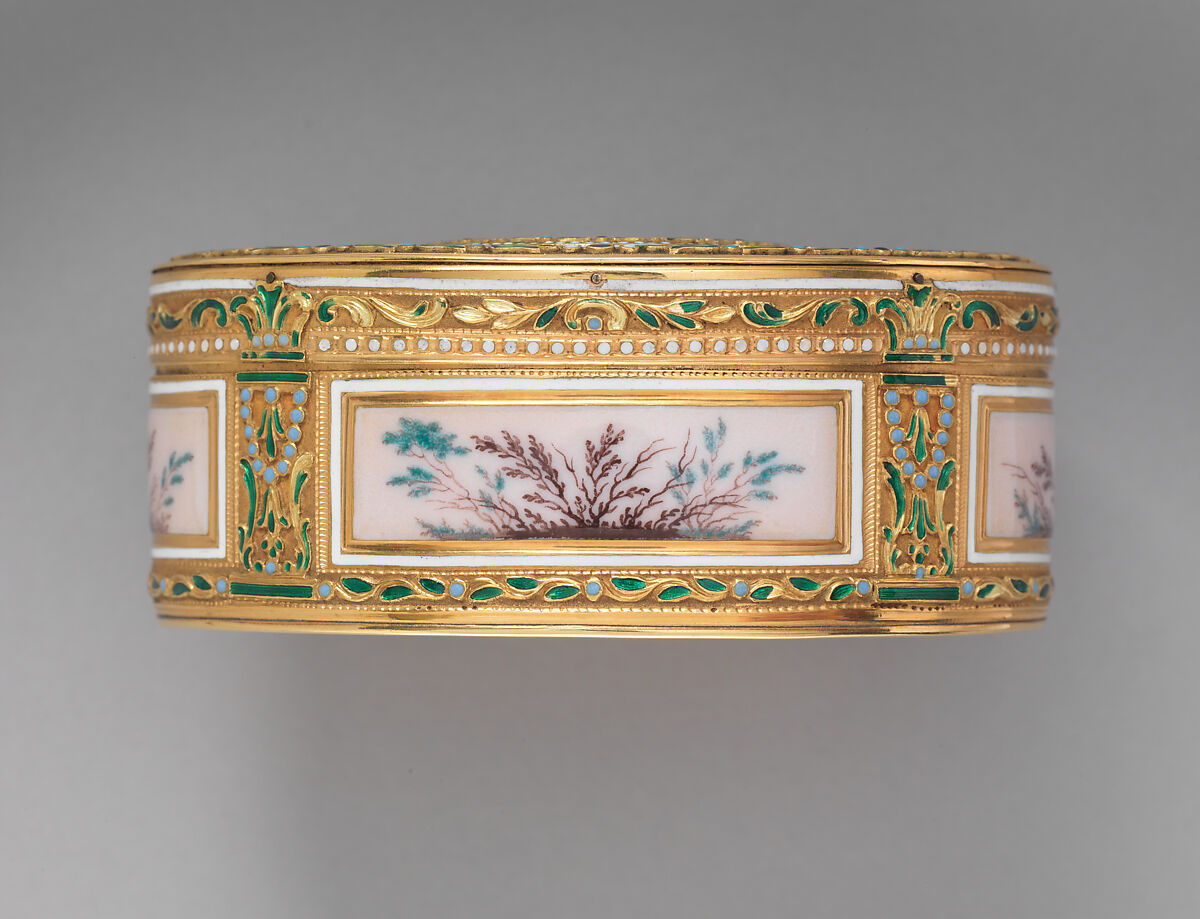 Snuffbox with portrait of a man, probably Prinz Karl von Sachsen (1733–1796), Jean-Joseph Barrière (French, apprenticed 1750, master 1763, active 1793), Gold, enamel, ivory, glass, French, Paris