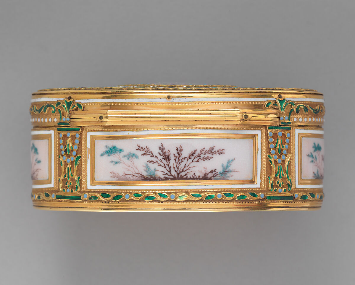 Snuffbox with portrait of a man, probably Prinz Karl von Sachsen (1733–1796), Jean-Joseph Barrière (French, apprenticed 1750, master 1763, active 1793), Gold, enamel, ivory, glass, French, Paris