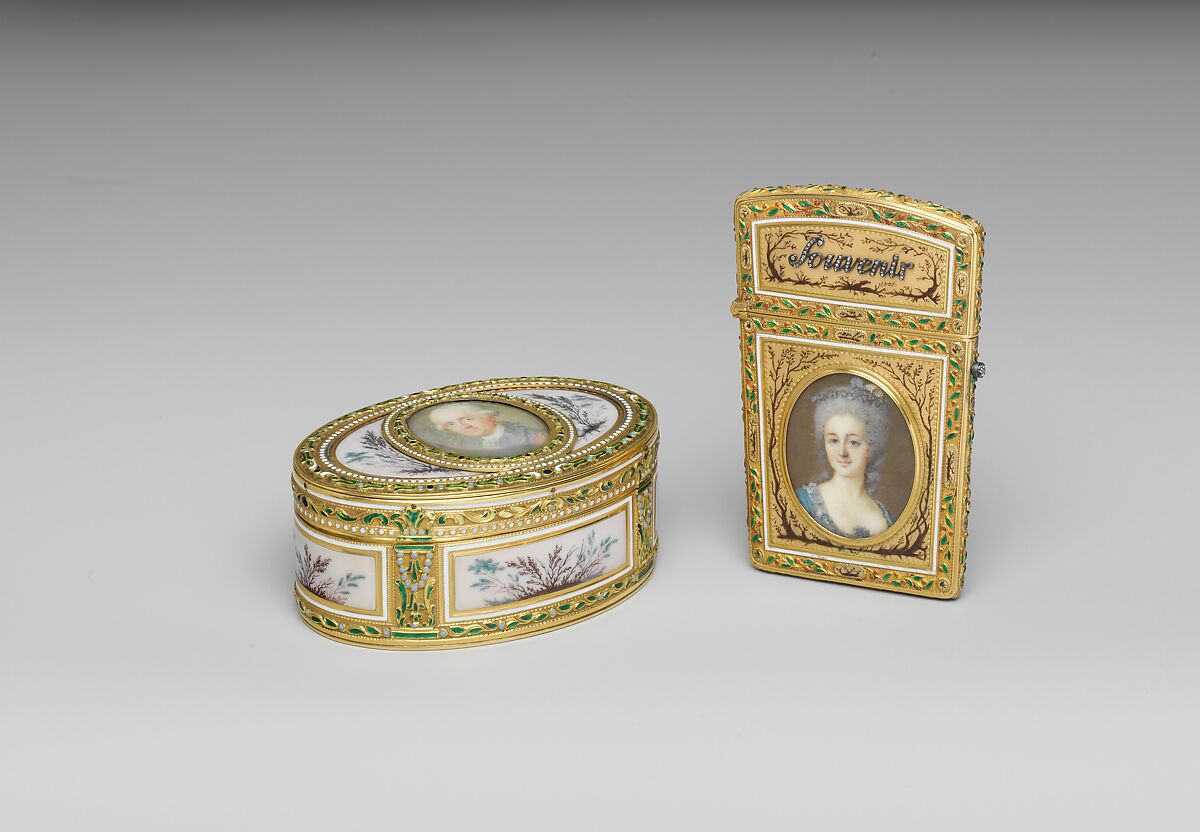 Snuffbox with portrait of a man, probably Prinz Karl von Sachsen (1733–1796), Jean-Joseph Barrière (French, apprenticed 1750, master 1763, active 1793), Gold, enamel, ivory, glass, French, Paris