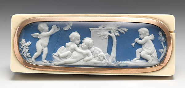 Cupids at Play, Plaque designed by John Flaxman (British, York 1755–1826 London), Ivory, gold, jasperware, British 