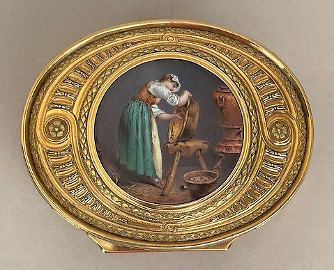Snuffbox with kitchen scenes, Gold, enamel, French, Paris