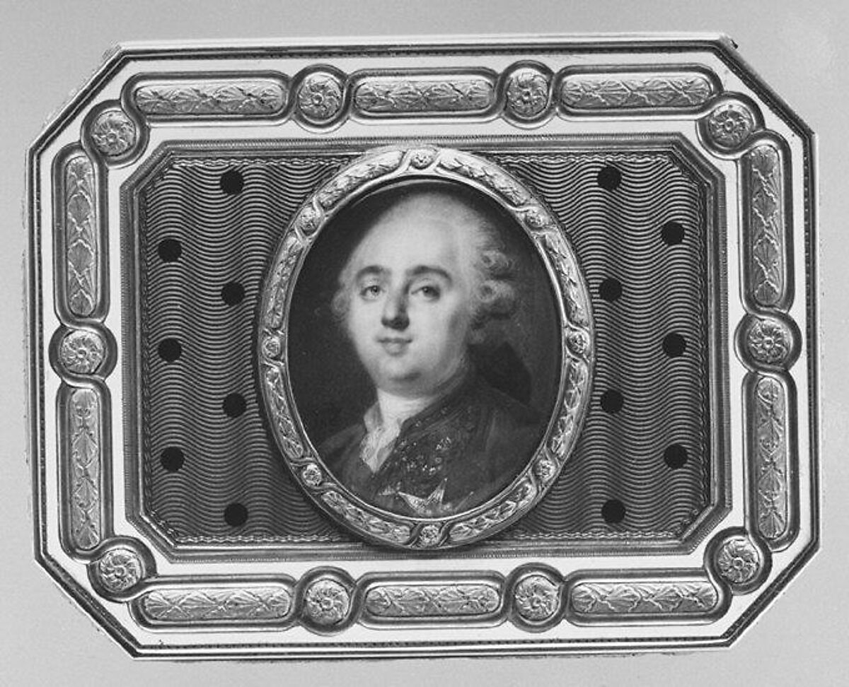 Snuffbox with portrait of Louis XVI (1754–1793), King of France, Attributed to P.M.C., Gold, enamel; ivory, Swiss, possibly Vevey