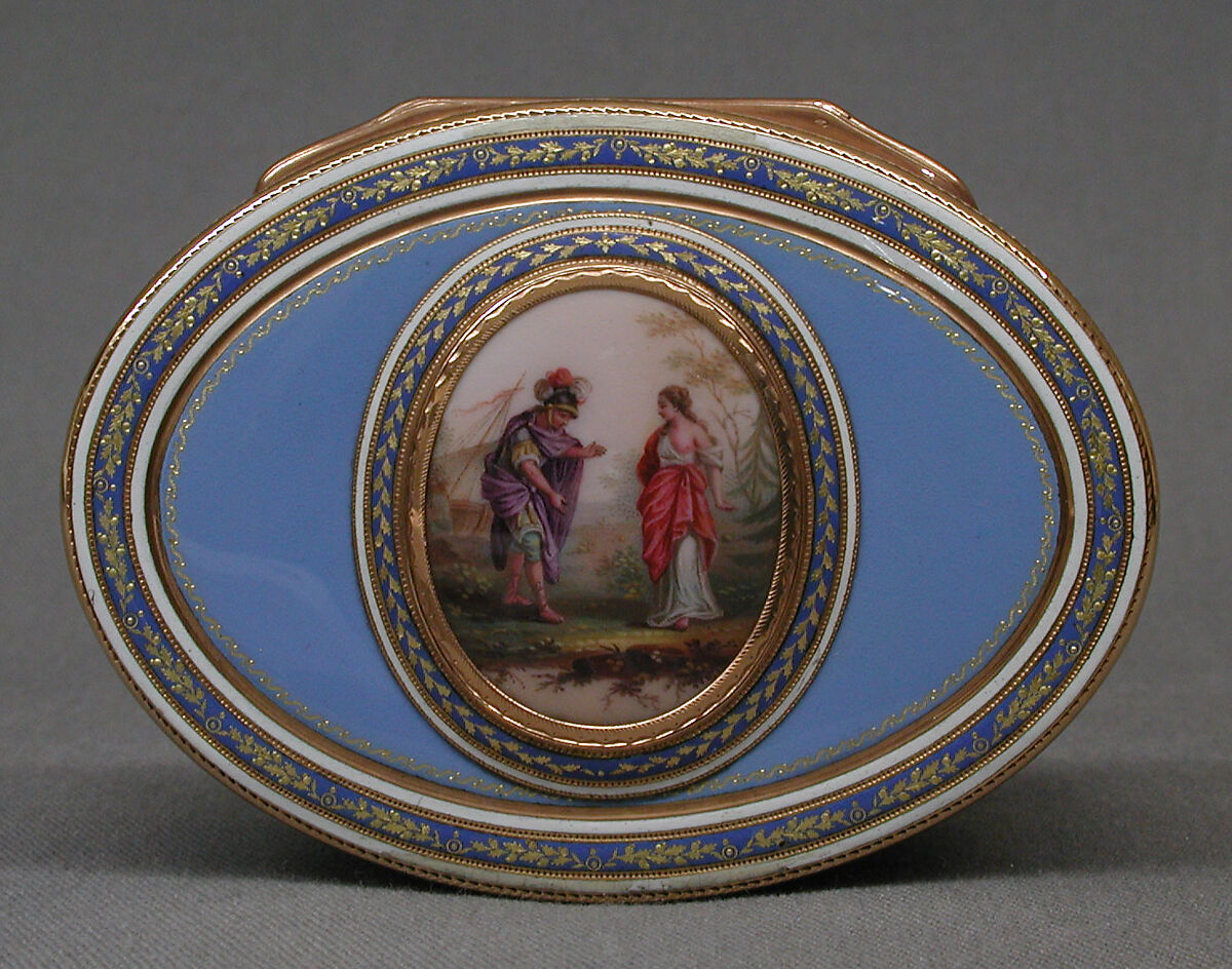 Snuffbox, Les Frères Toussaint (French, active Hanau, registered 1752), Gold, enamel, German, Hanau