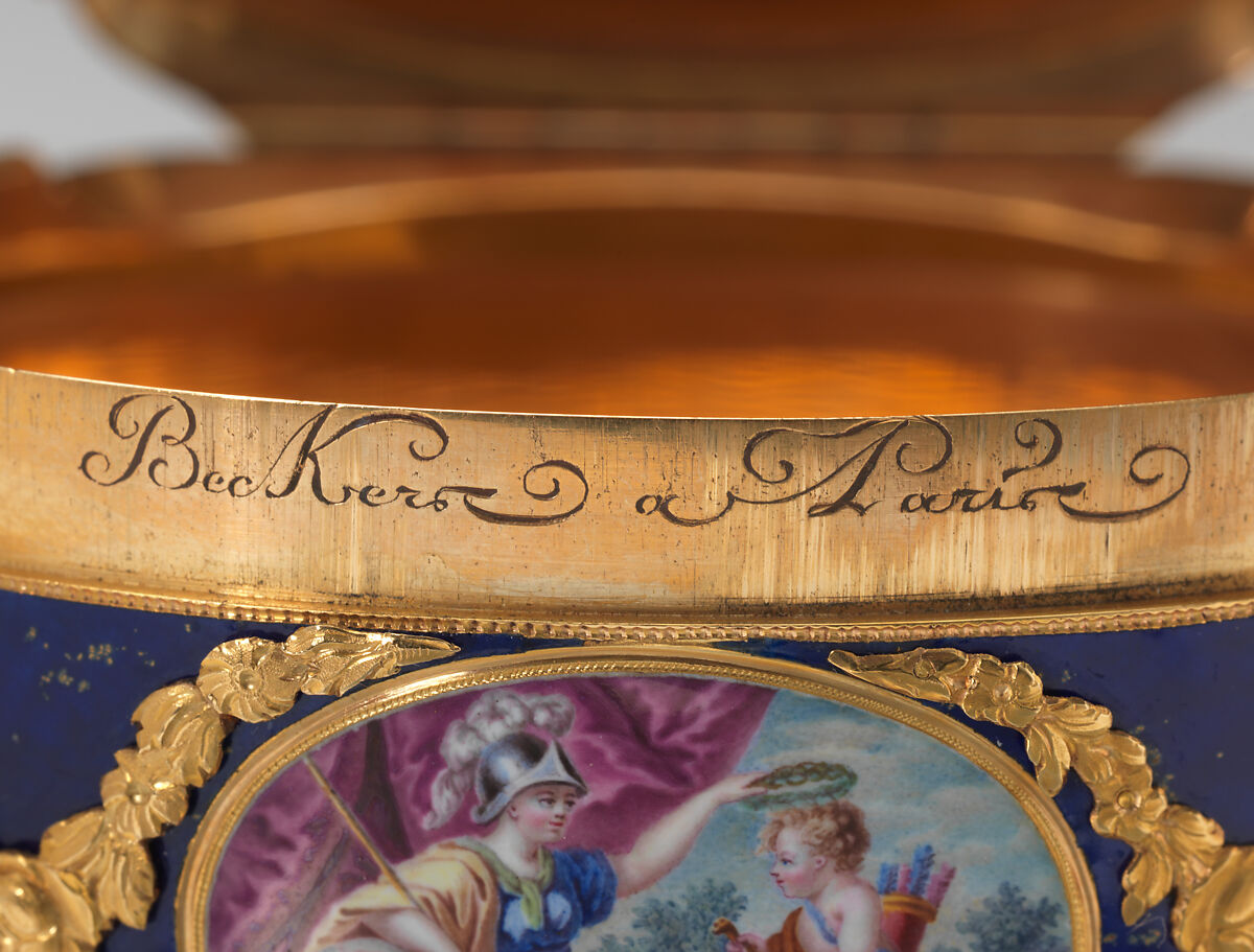 Snuffbox, Jean-Baptiste Beckers (master 1753, active 1793), Gold, enamel, French, Paris