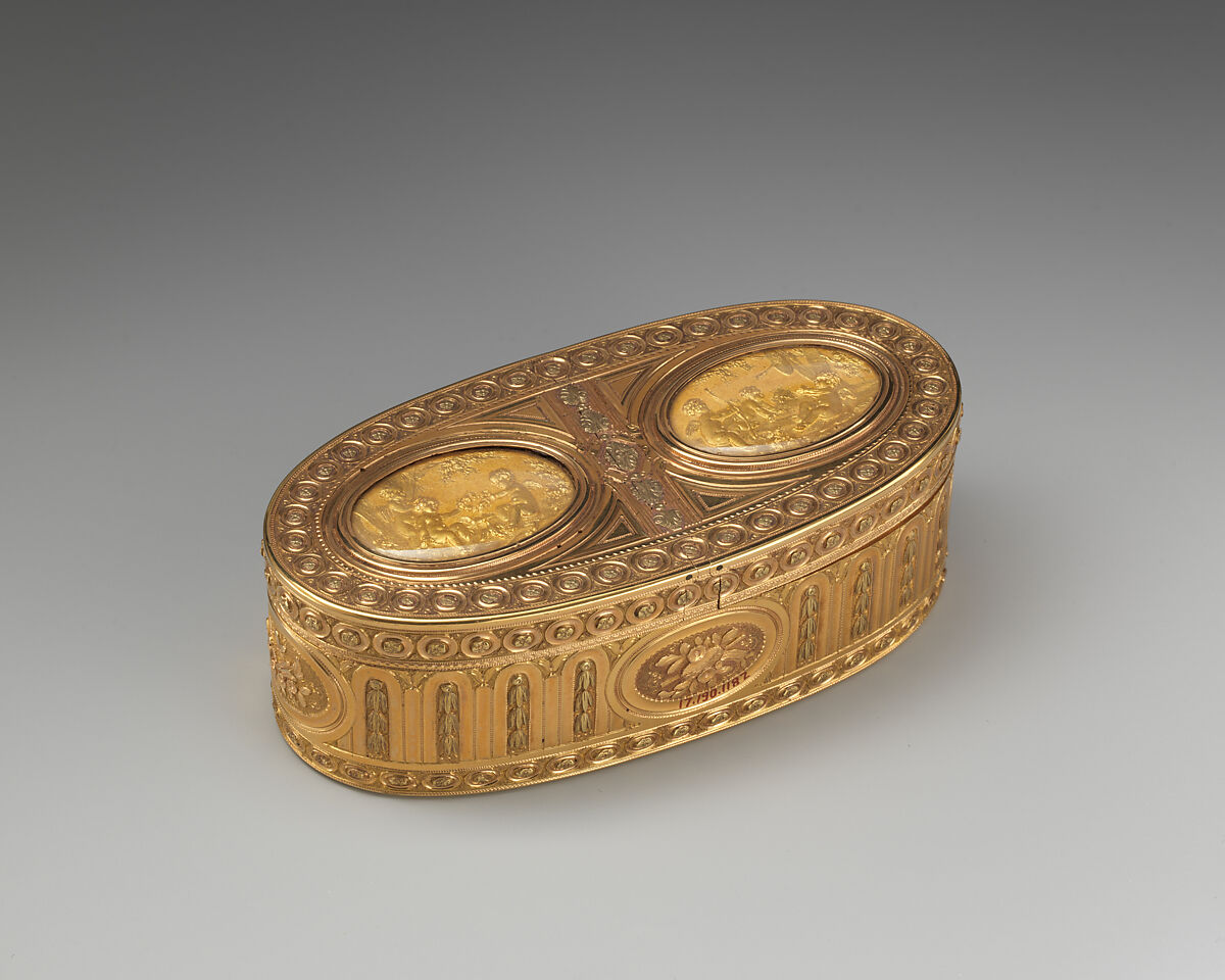 Double snuffbox, Melchior-René Barré (master 1768, recorded 1791), Gold, glass, French, Paris