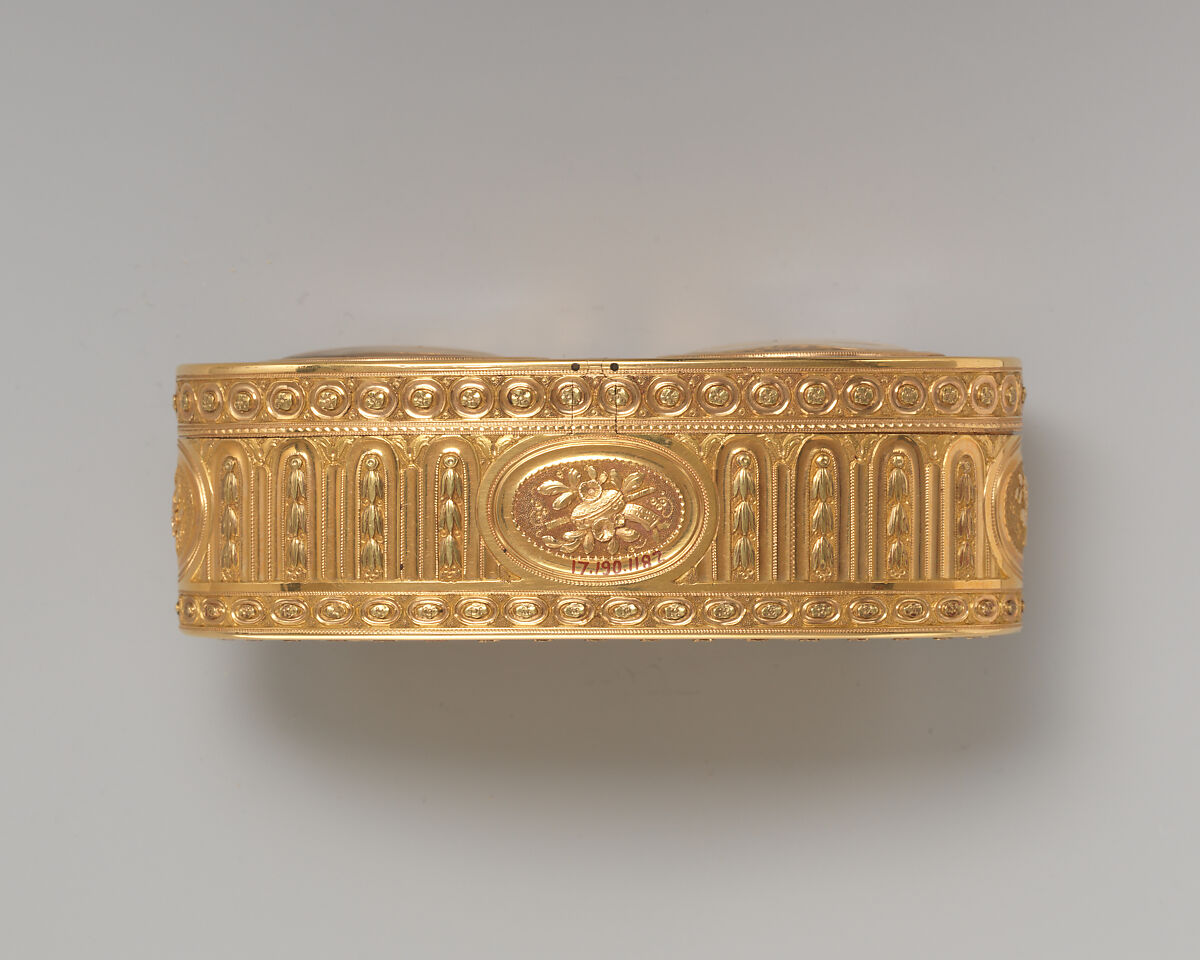 Double snuffbox, Melchior-René Barré (master 1768, recorded 1791), Gold, glass, French, Paris