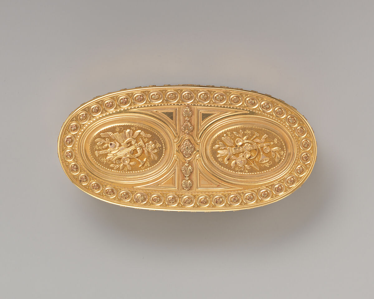 Double snuffbox, Melchior-René Barré (master 1768, recorded 1791), Gold, glass, French, Paris