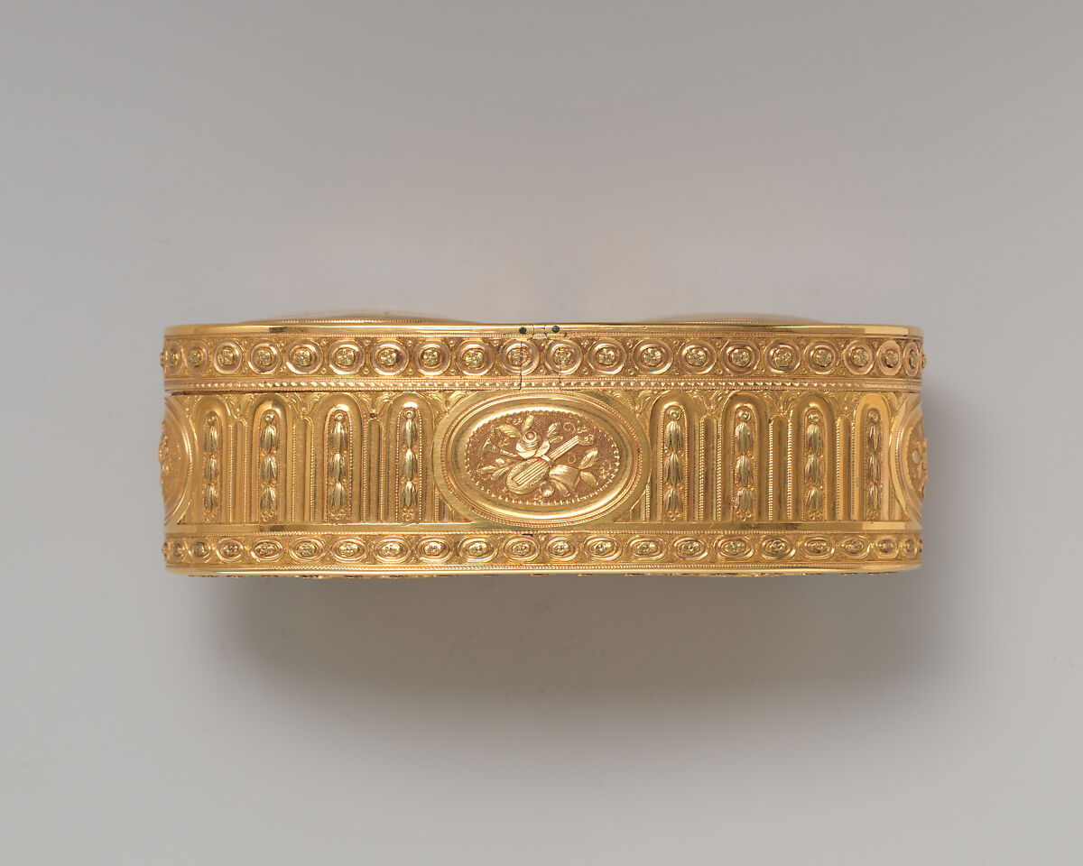 Double snuffbox, Melchior-René Barré (master 1768, recorded 1791), Gold, glass, French, Paris
