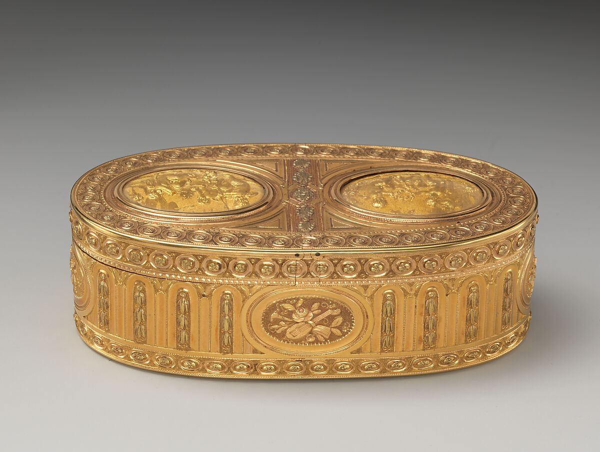 Double snuffbox, Melchior-René Barré (master 1768, recorded 1791), Gold, glass, French, Paris