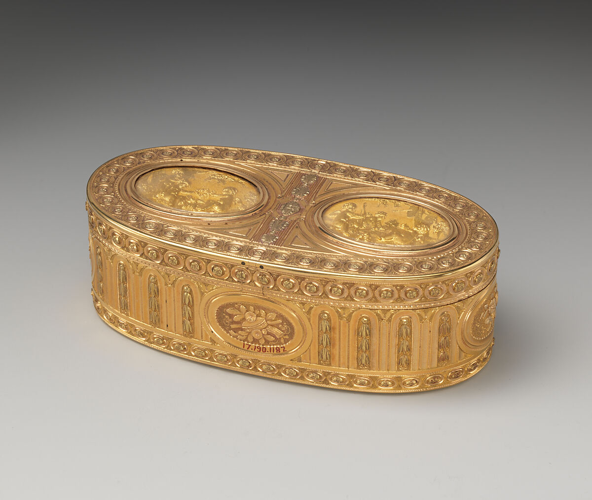 Double snuffbox, Melchior-René Barré (master 1768, recorded 1791), Gold, glass, French, Paris 
