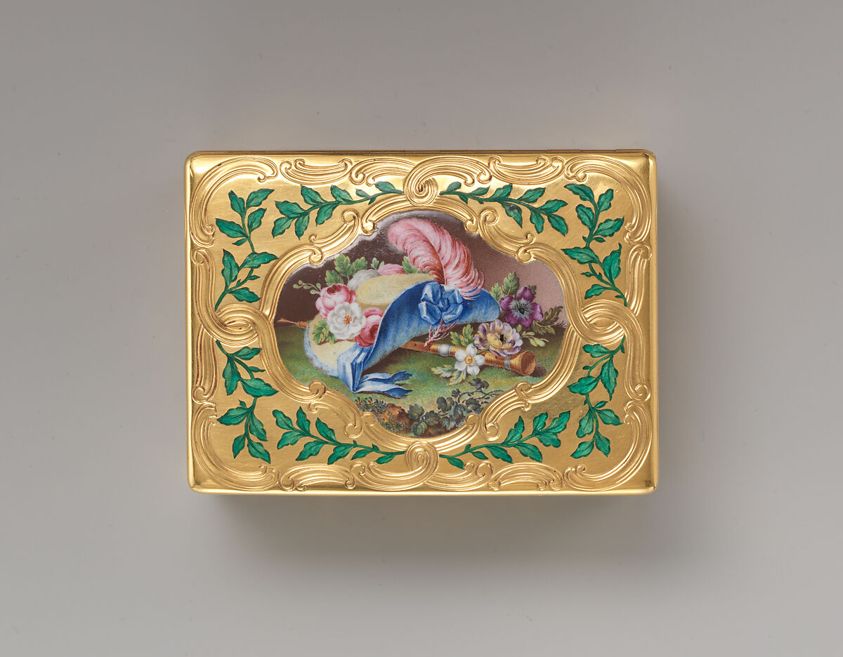 Snuffbox, Jean Ducrollay (French, born 1709, master 1734, recorded 1760), Gold, enamel, French, Paris