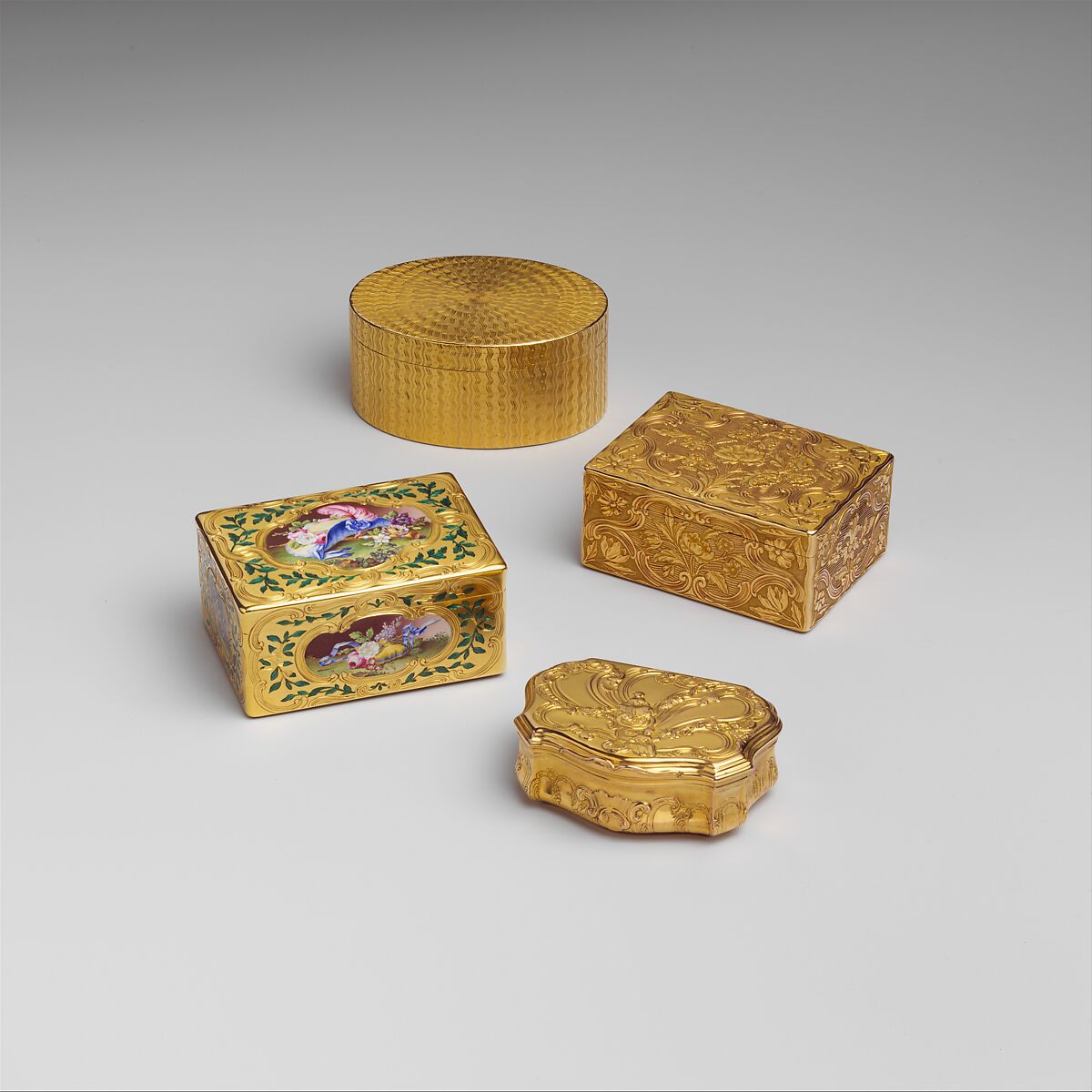 Snuffbox, Jean Ducrollay (French, born 1709, master 1734, recorded 1760), Gold, enamel, French, Paris