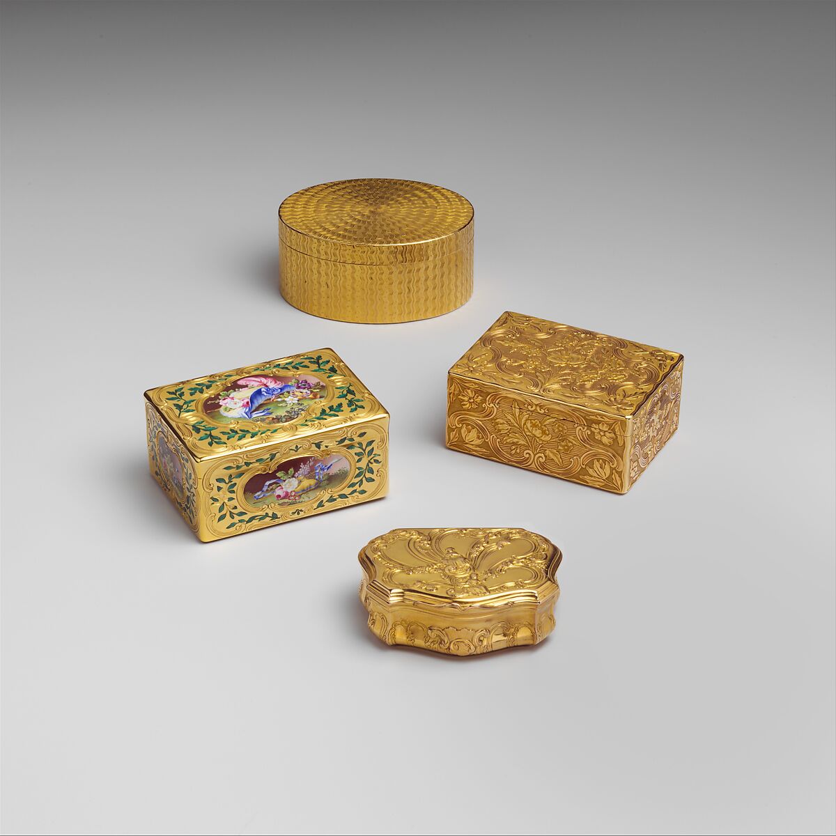 Snuffbox, Jean Ducrollay (French, born 1709, master 1734, recorded 1760), Gold, enamel, French, Paris