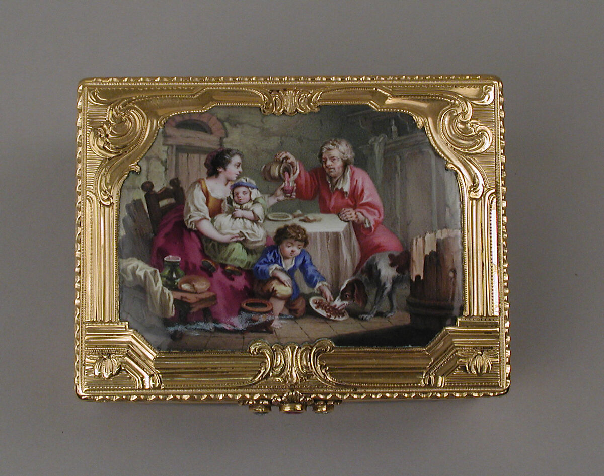Snuffbox, Mathieu Coiny fils (born 1723, master 1755, recorded 1788), Gold, enamel, gem stones, French, Paris