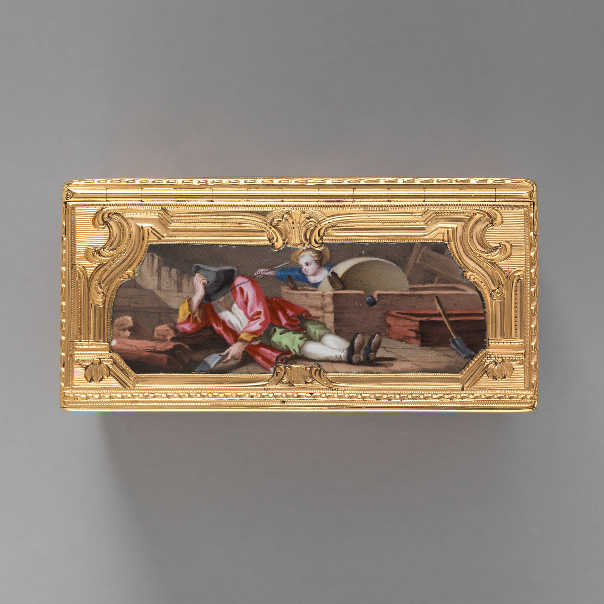 Snuffbox, Mathieu Coiny fils (born 1723, master 1755, recorded 1788), Gold, enamel, gem stones, French, Paris
