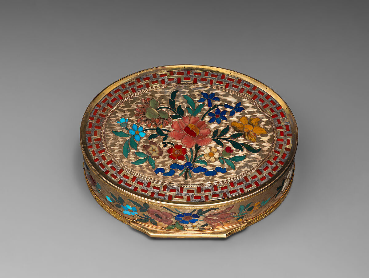 Snuffbox, Johann Neuber of Schwartzenberg (1736–1808), Gold, silver, semi-precious stones, German, probably Dresden with French lining and rims