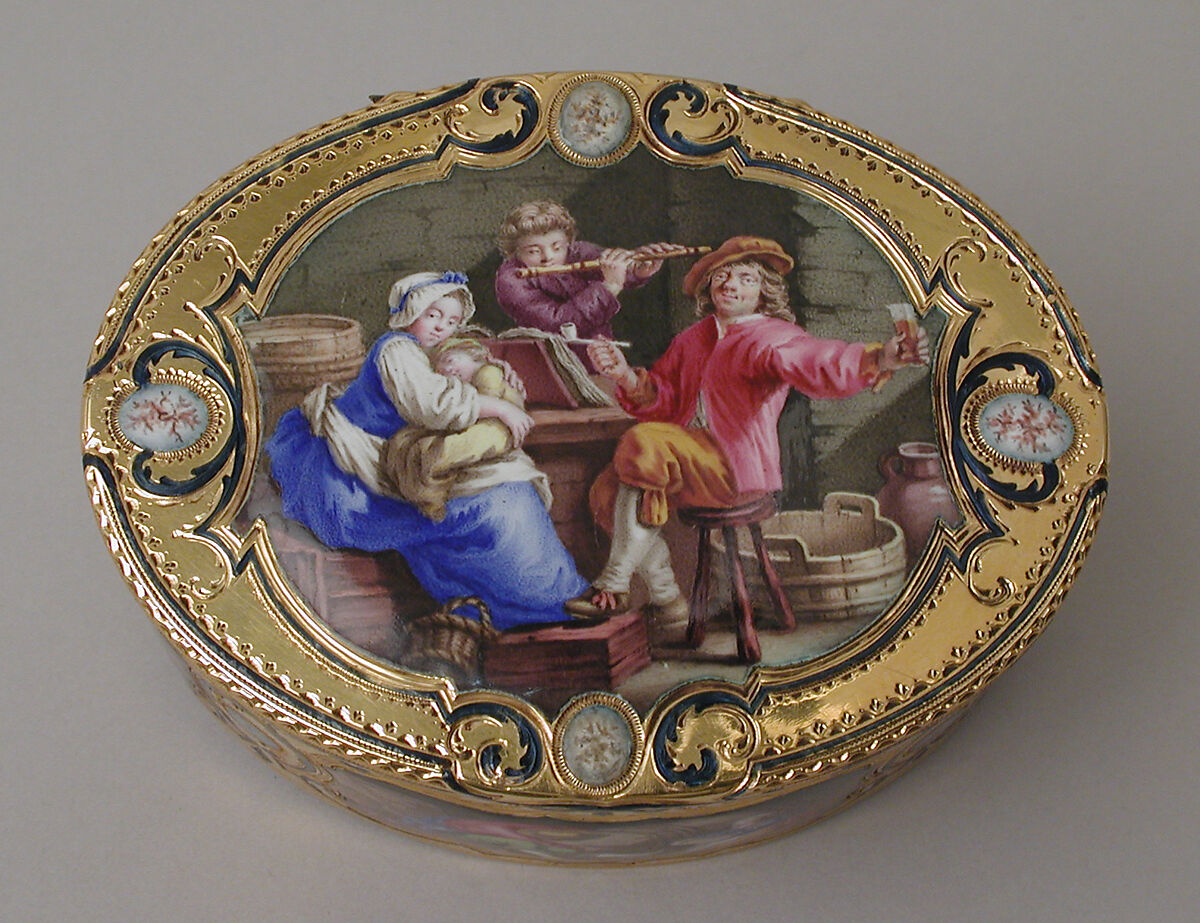Snuffbox, Paul Robert (French, 1720–1779, master 1747), Gold, enamel, French, Paris