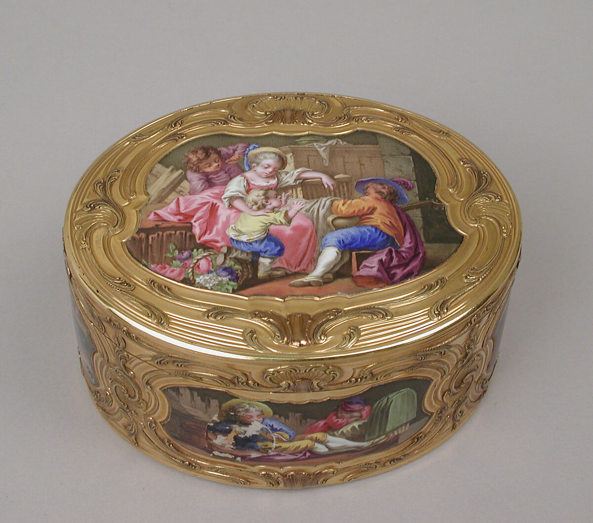 Snuffbox, Possibly by Jean-Charles-Simphorien Dubos (born 1719, master 1748, retired by 1766, recorded 1781), Gold, enamel, French, Paris 