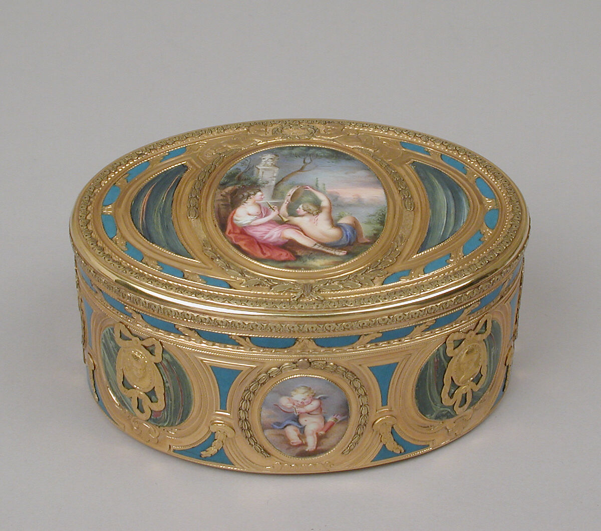 Snuffbox, Jean-Joseph Barrière (French, apprenticed 1750, master 1763, active 1793), Gold, enamel, French, Paris