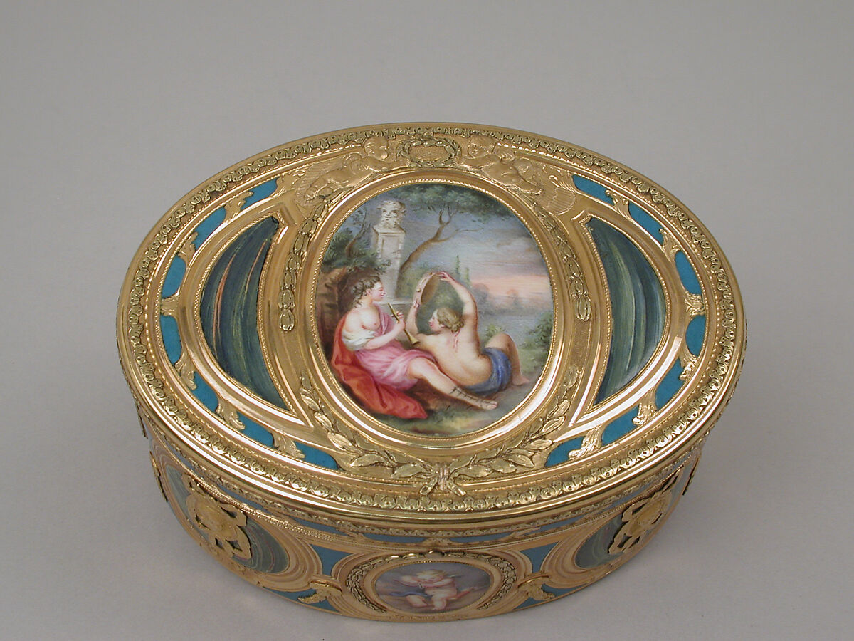 Snuffbox, Jean-Joseph Barrière (French, apprenticed 1750, master 1763, active 1793), Gold, enamel, French, Paris