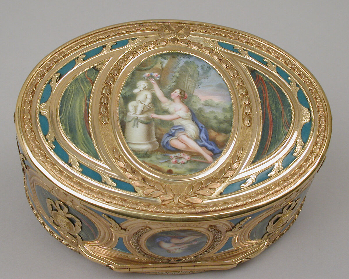 Snuffbox, Jean-Joseph Barrière (French, apprenticed 1750, master 1763, active 1793), Gold, enamel, French, Paris