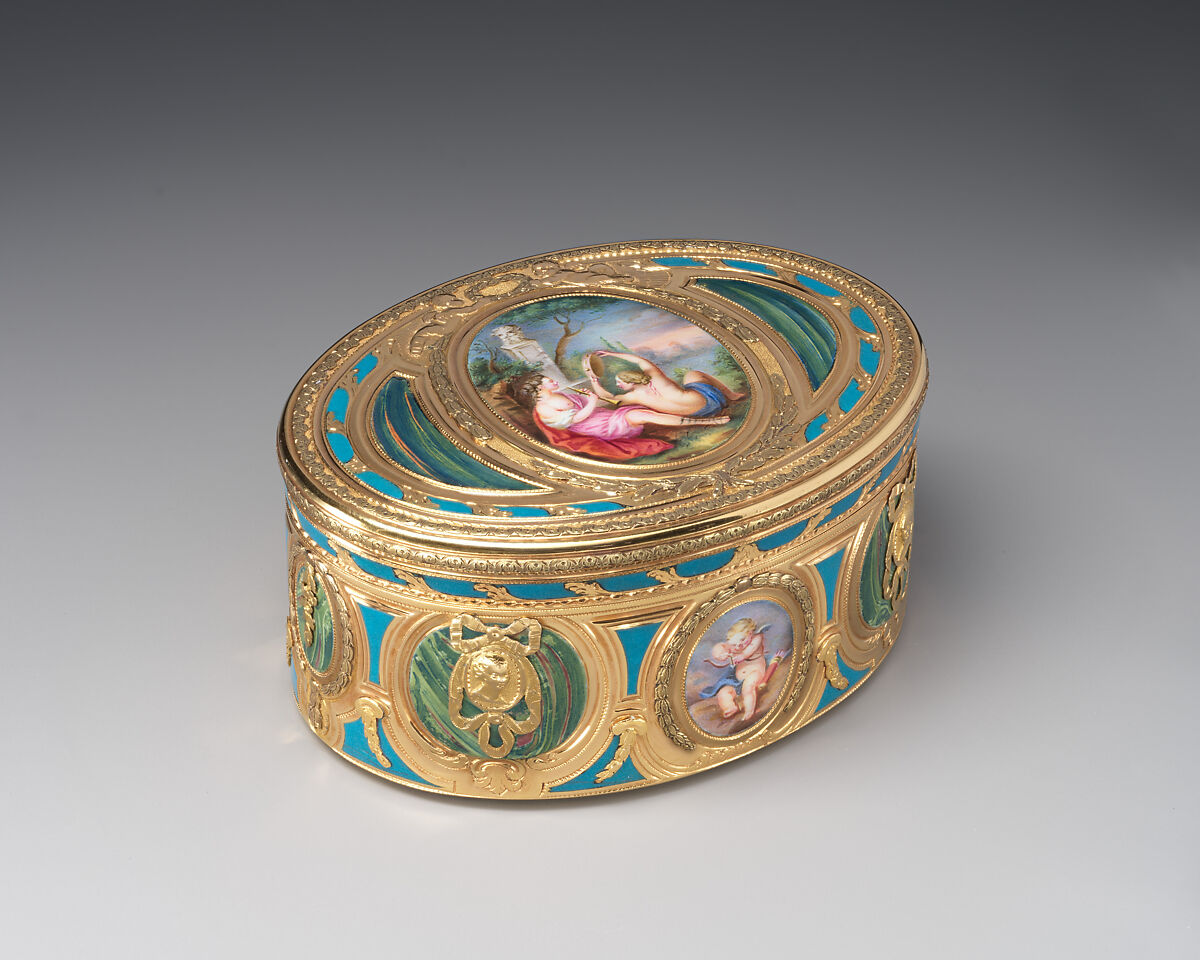 Snuffbox, Jean-Joseph Barrière (French, apprenticed 1750, master 1763, active 1793), Gold, enamel, French, Paris
