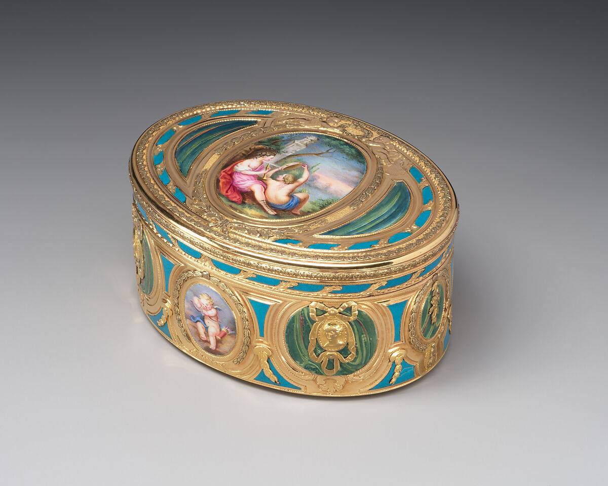 Snuffbox, Jean-Joseph Barrière (French, apprenticed 1750, master 1763, active 1793), Gold, enamel, French, Paris