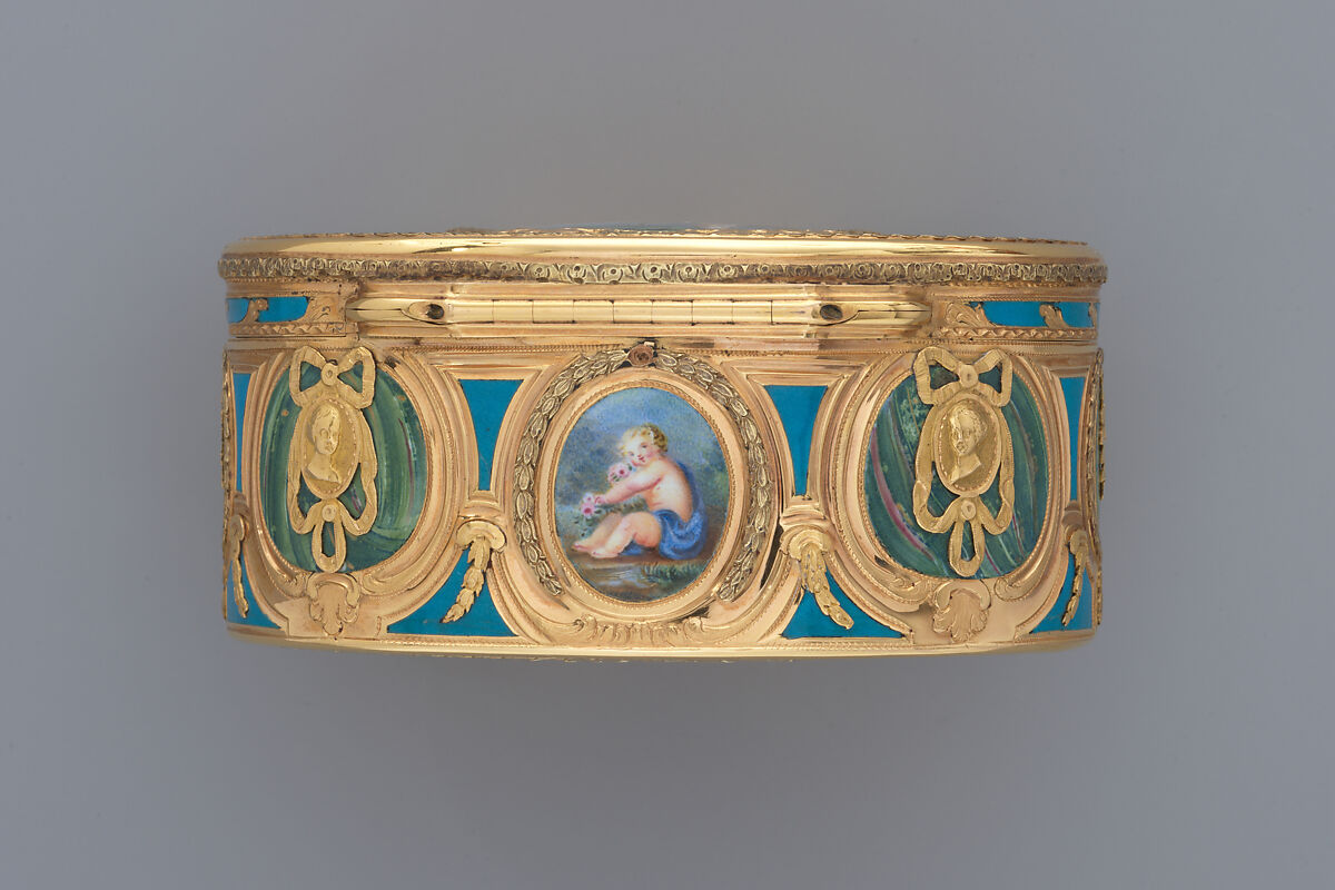 Snuffbox, Jean-Joseph Barrière (French, apprenticed 1750, master 1763, active 1793), Gold, enamel, French, Paris