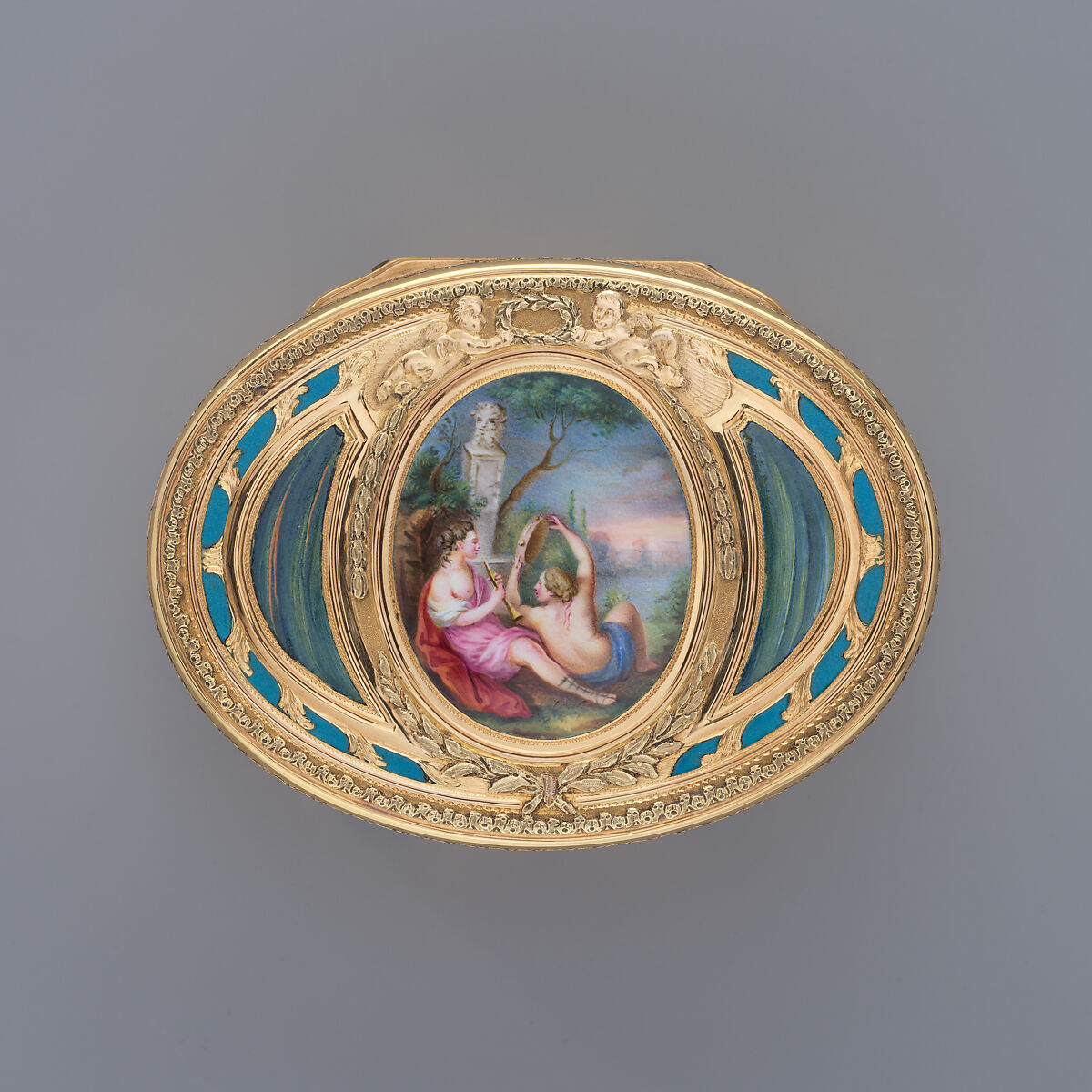 Snuffbox, Jean-Joseph Barrière (French, apprenticed 1750, master 1763, active 1793), Gold, enamel, French, Paris