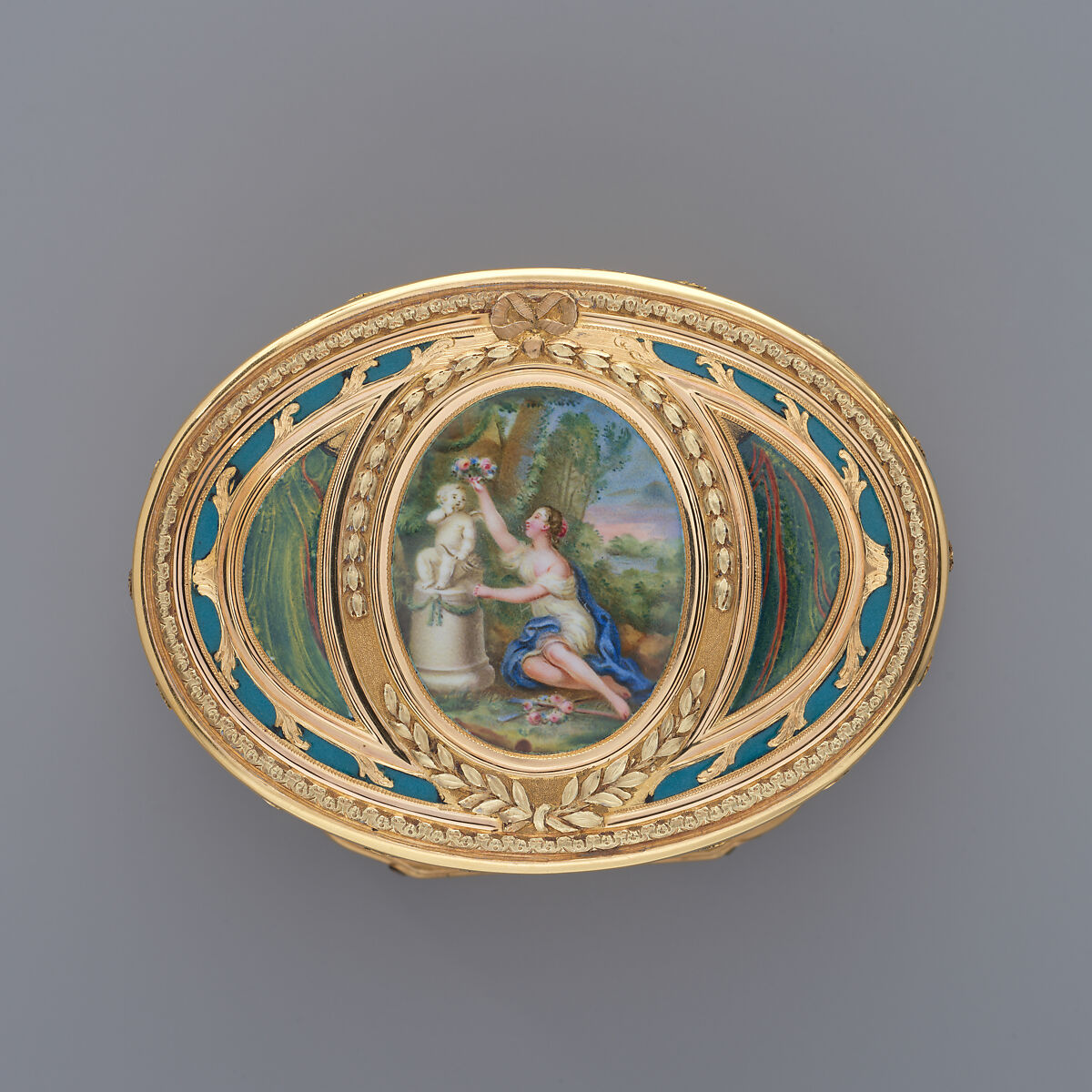 Snuffbox, Jean-Joseph Barrière (French, apprenticed 1750, master 1763, active 1793), Gold, enamel, French, Paris