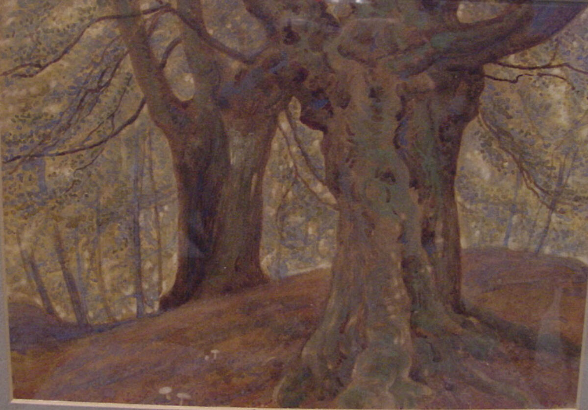 Burnham Beeches, Thomas Charles Farrer (1838–1891), Watercolor and gouache on wove paper mounted on cardboard, American 