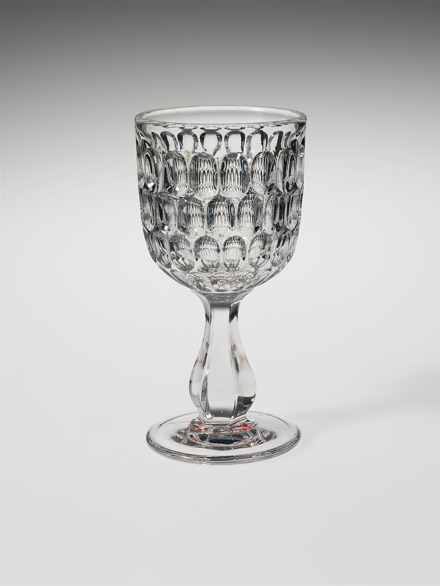 Champagne Glass, Bakewell, Pears and Company (1836–1882), Pressed glass, American 