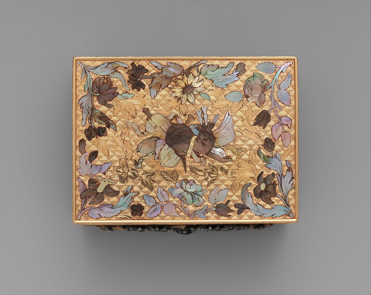 Snuffbox, Attributed to Daniel Baudesson (1716–1785, working 1730–80), Gold, mother-of-pearl, ivory, diamonds, German, Berlin