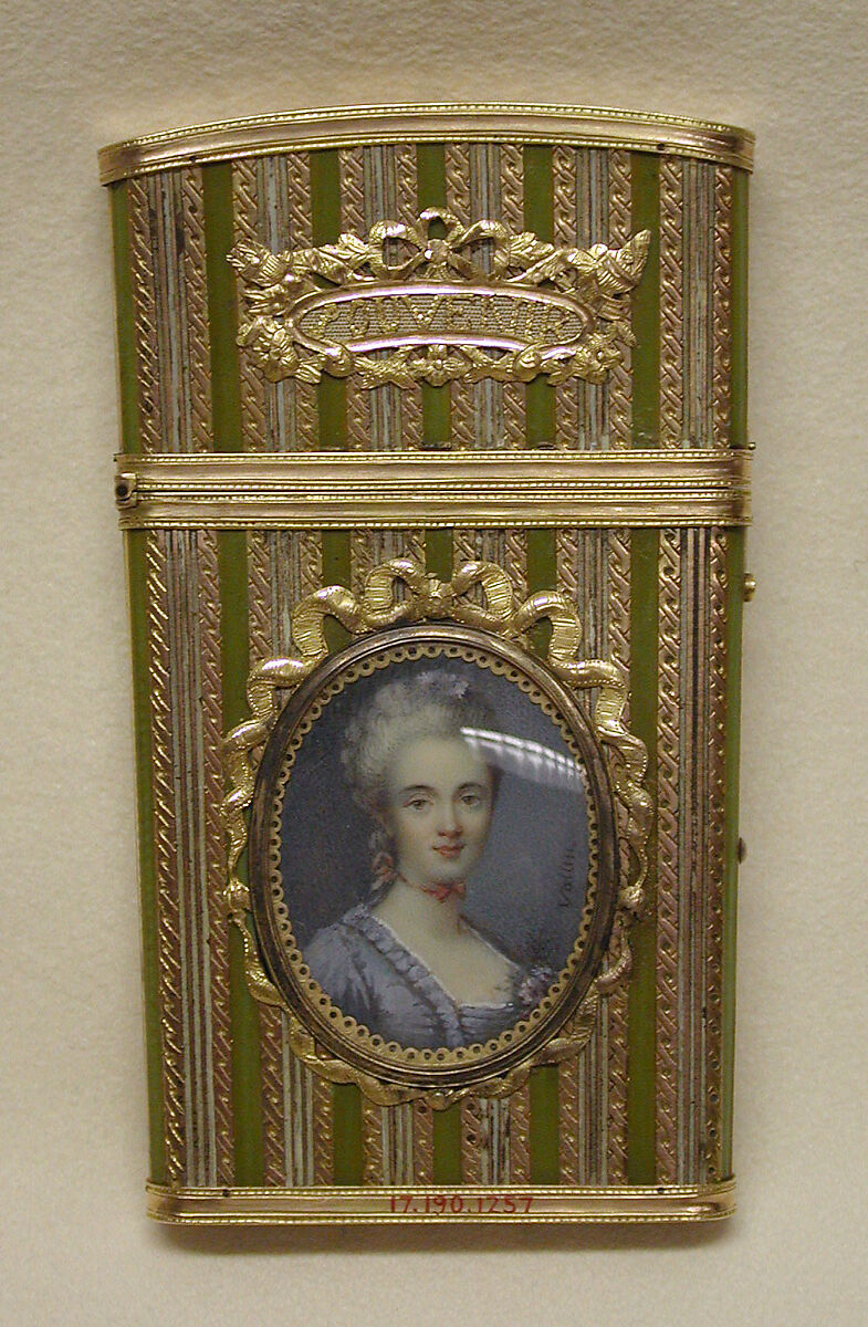 Souvenir, Miniature by Nadine Vallin (active 1787–1813), Gold, lacquer; ivory, French, Paris 