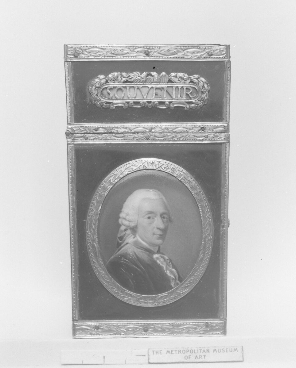 Souvenir with miniature portrait of François Boucher, Portrait miniature after Alexander Roslin (Swedish, Malmö 1718–1793 Paris), Gold, enamel, ivory, French, Paris 