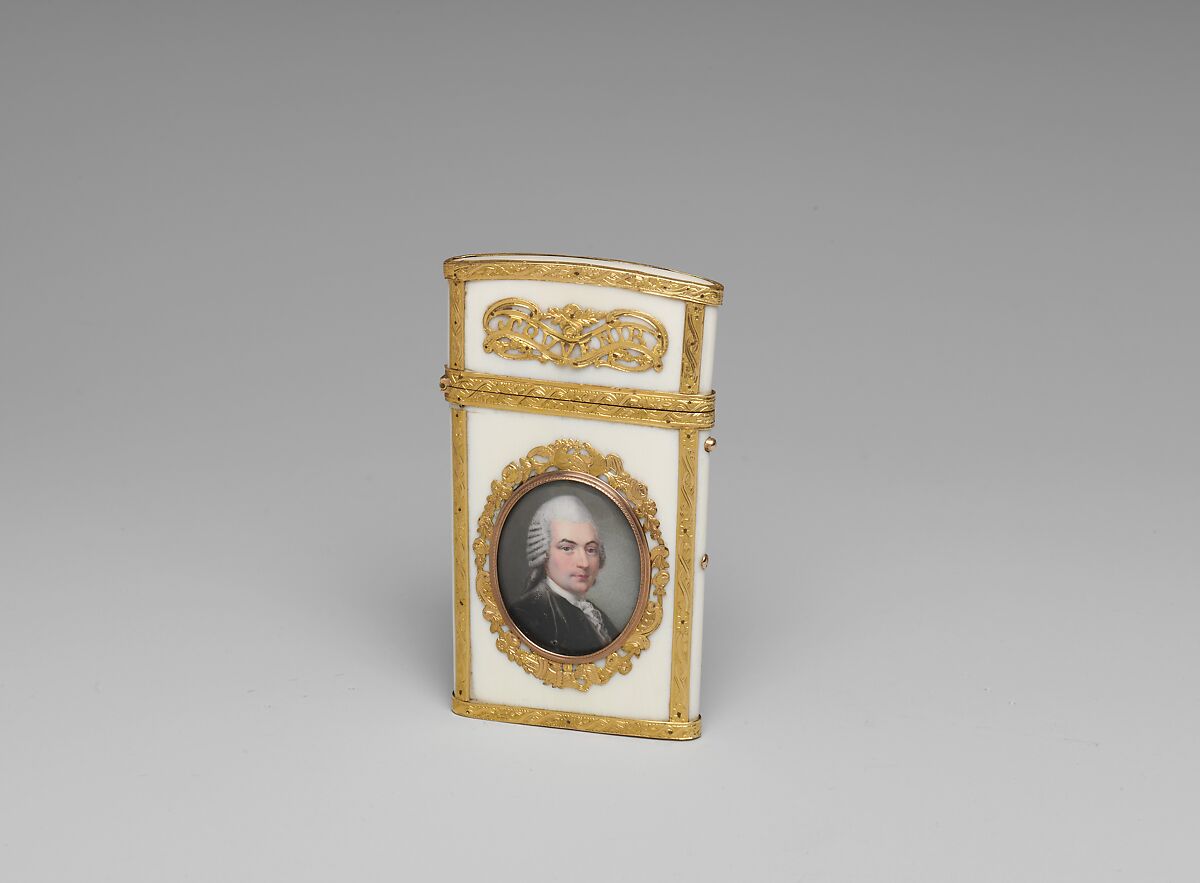 Souvenir with portrait of a man, Possibly by Thomas-François Merlin (master 1773, active 1793), Ivory, gold, enamel; ivory, French, Paris 