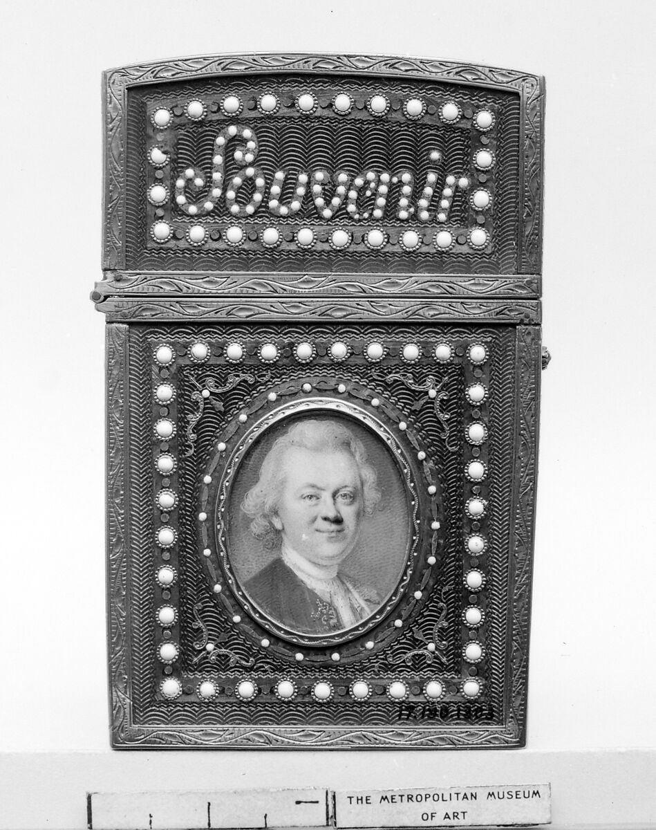 Souvenir with portrait of a man, Miniature attributed to Louis Marie Sicardi (French, Avignon 1743–1825 Paris), Gold, enamel, diamonds; ivory, possibly French 